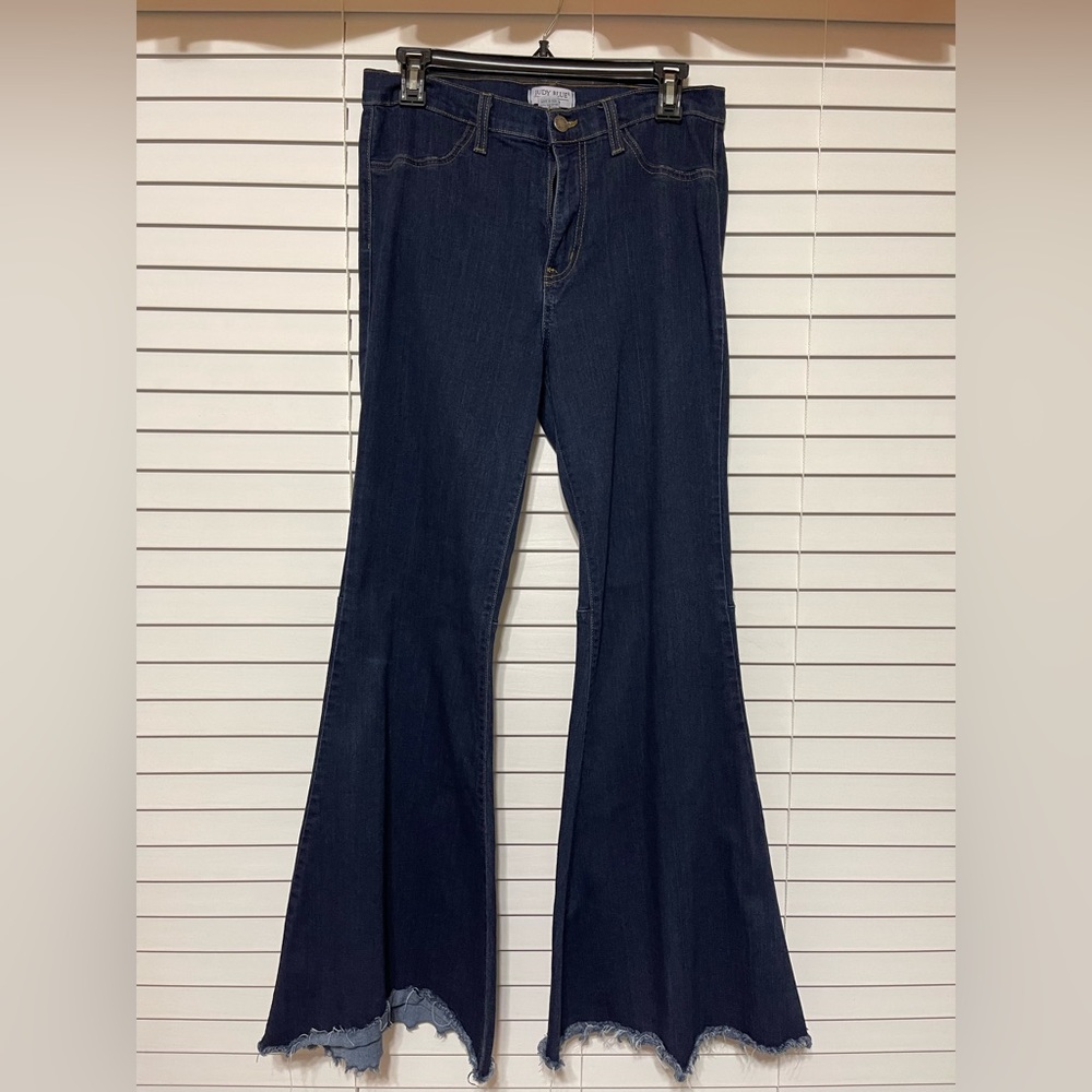 Judy Blue bell-bottom jeans, frayed hem, size 13/31